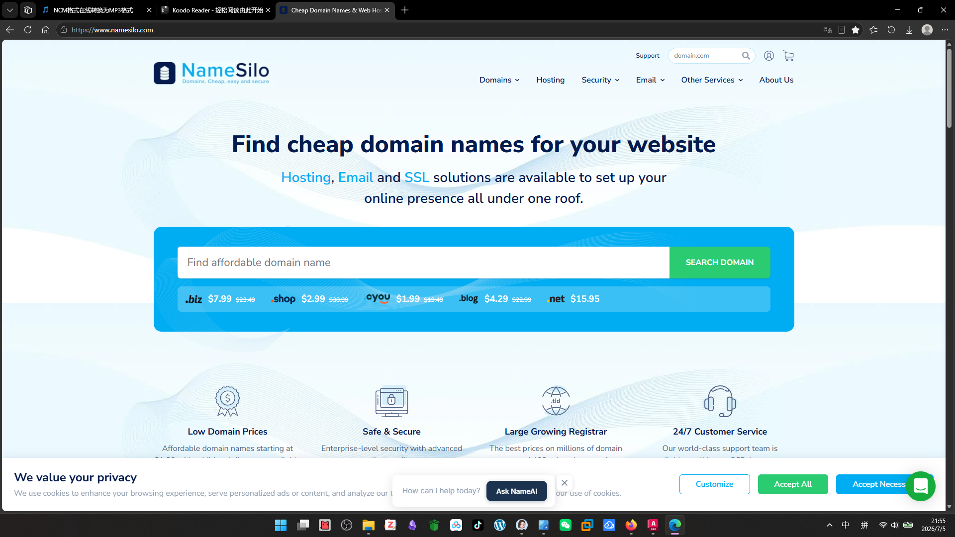 NameSilo | ICANN域名注册商，永久免费WHOIS隐私保护-达思沃