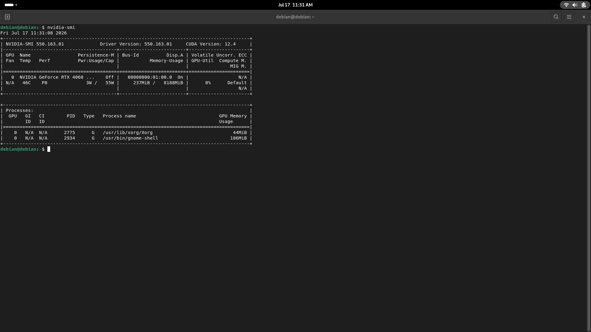 在 Debian Linux 系统上安装 NVIDIA 显卡驱动启用 Wayland 桌面-达思沃