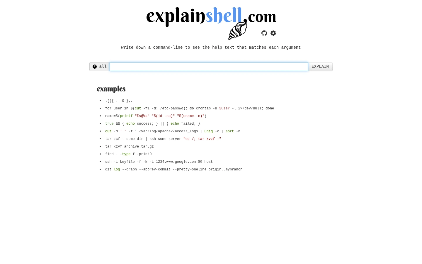 ExplainShell | 在线解析Linux命令参数，Shell命令行释义工具-达斯沃