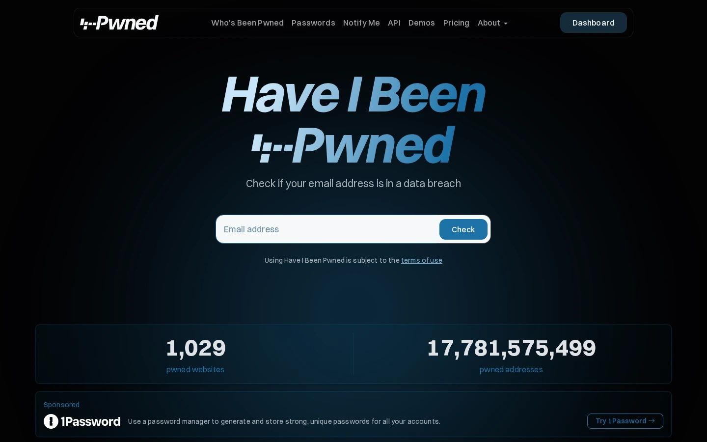 Have I Been Pwned | 邮箱数据泄露查询工具,账号安全检测平台-达斯沃