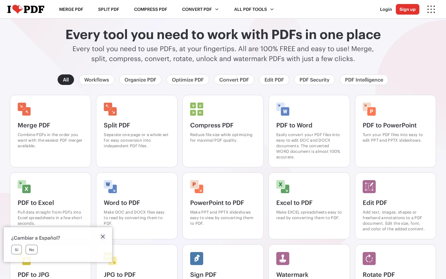 iLovePDF | 免费PDF在线转换编辑工具,合并拆分压缩全能处理